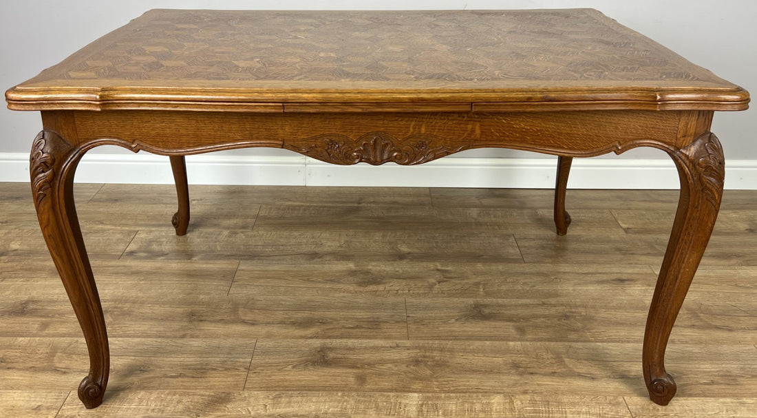 Dining Table Vintage French Louis XVI Carved Oak Extendable Table LOT 63570