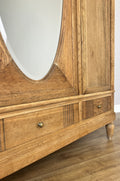 Wardrobe Vintage French Oak Triple Door Mirrored Carved Armoire Cabinet LOT 610114