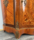 Cabinet Vintage French Marble Top Inlaid Sideboard with Brass Ormolu LOT 42846