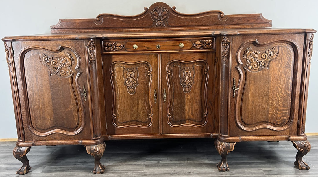 Sideboard Vintage French Buffet Oak Carved Cabinet Ornate Cupboard LOT 45100
