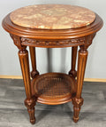 Plant Stand Vintage French Marble Top Round Display Table Cane Shelf LOT 42878