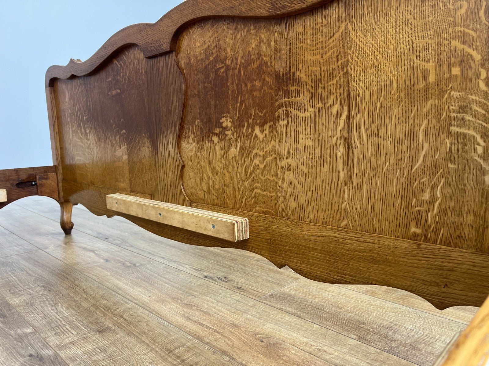 Bed Vintage French Louis XVI Double Bed Frame Oak Carved Headboard LOT 491311