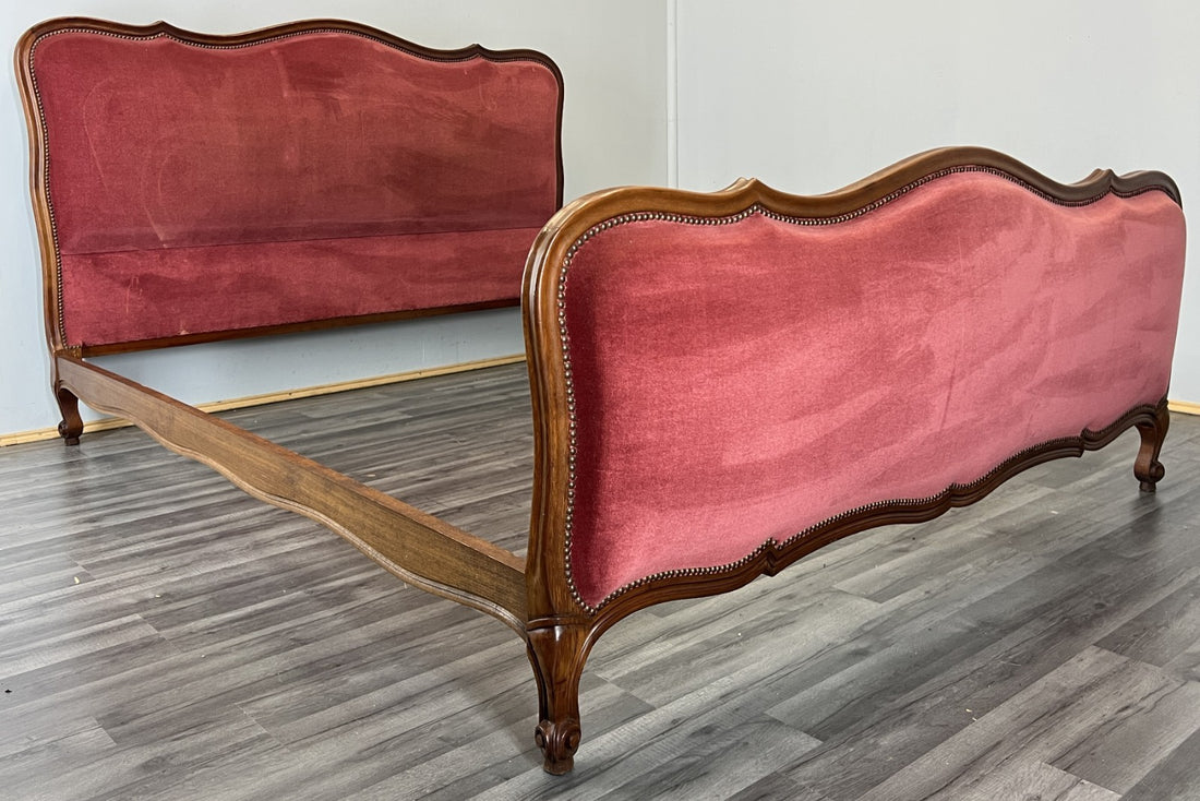 Bed Vintage French Louis XVI King Size Bed Frame Walnut Headboard LOT 45850