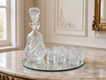Carafe Set Vintage Style Crystal Cut 6 Shot Glasses and Tray LOT 6436