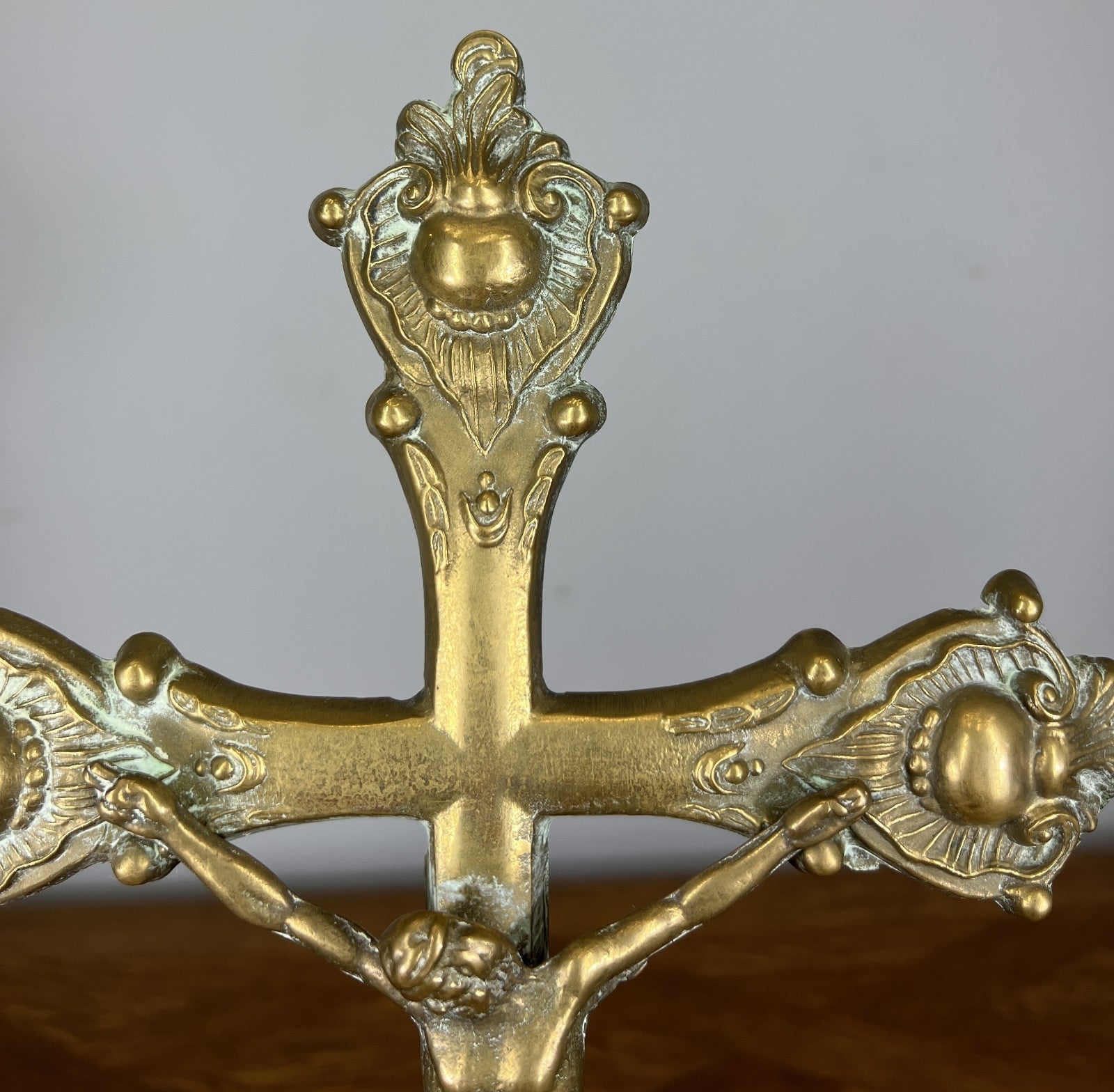Crucifix Vintage French Style Brass Ornate Religious Altar Cross LOT 46693
