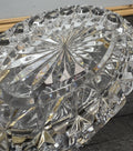 Vintage French Crystal Box Cut Glass with Brass Trim Oval Trinket Dish LOT 44129