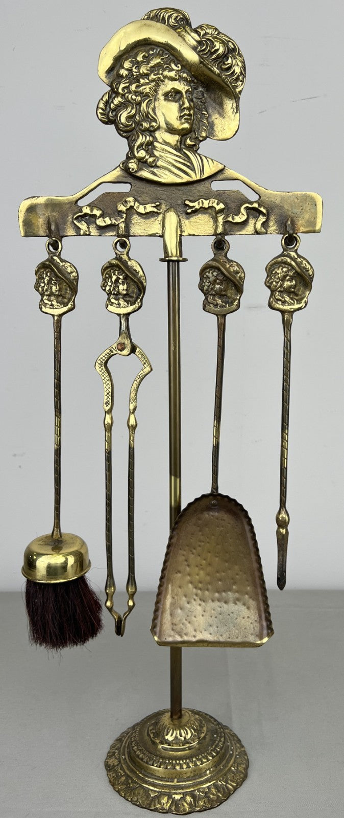 Fireplace Set Vintage French Style Brass 5 Piece Companion Set LOT 6445
