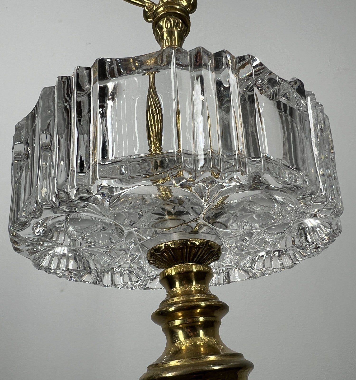 Vintage French Ashtray Stand Brass & Crystal Ornate Pedestal LOT 42329