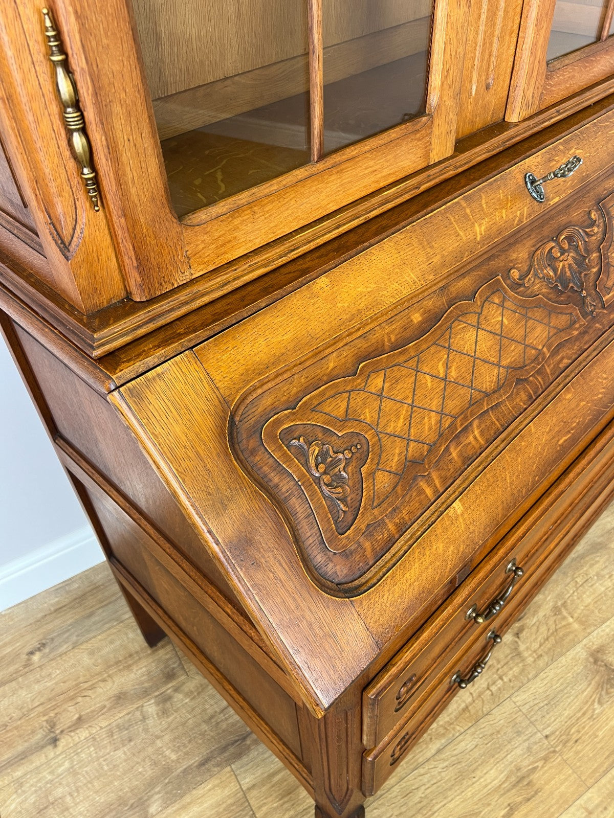 Cabinet Vintage French Louis XVI Oak Bureau Bookcase Display Cabinet LOT 63438