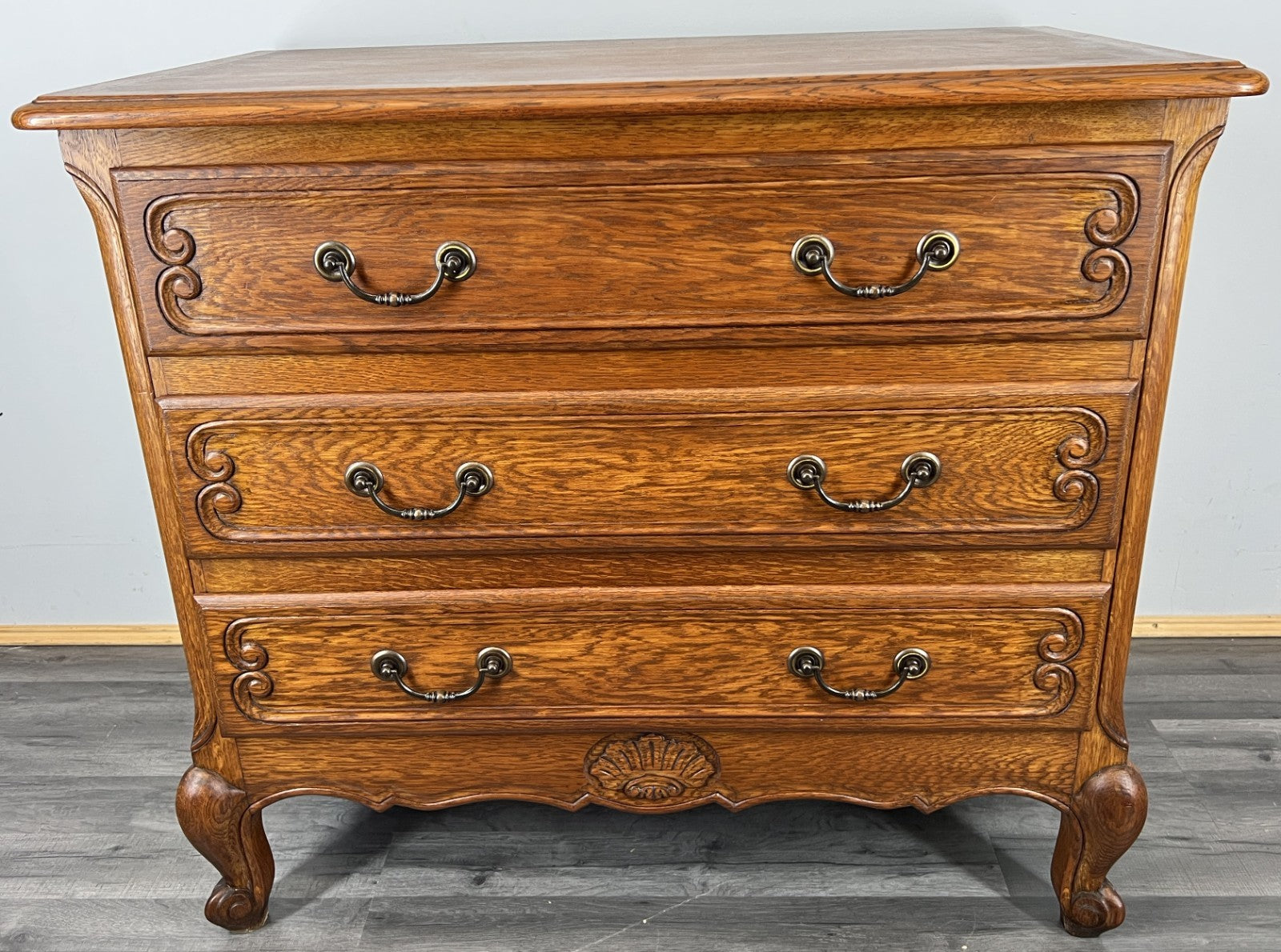 Chest of Drawers Vintage French Oak Louis XV Style Carved Cabinet LOT 43212