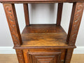 Bedside Table Antique French Marble Top Oak Cabinet Carved Cupboard LOT 63524
