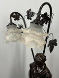 Lamp Vintage French Figural Double Light with Frosted Glass Shades LOT 44073