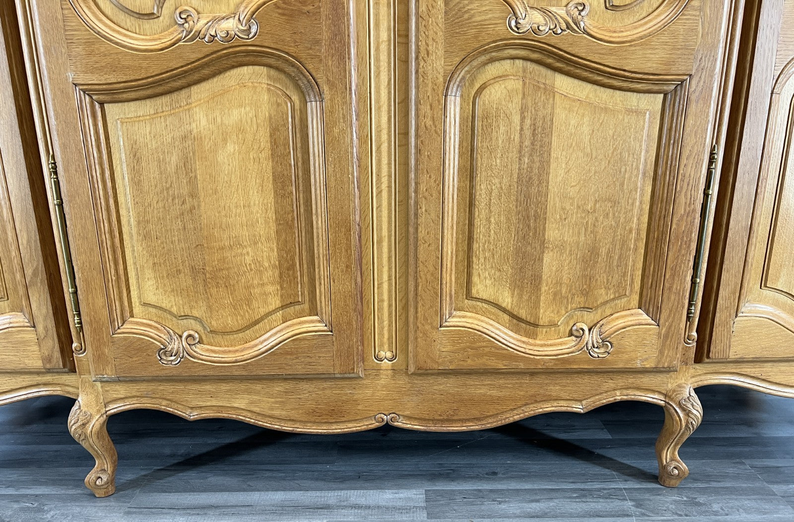 Wardrobe Vintage French Louis XVI Oak 4 Door  Armoire with Shelves LOT 41605