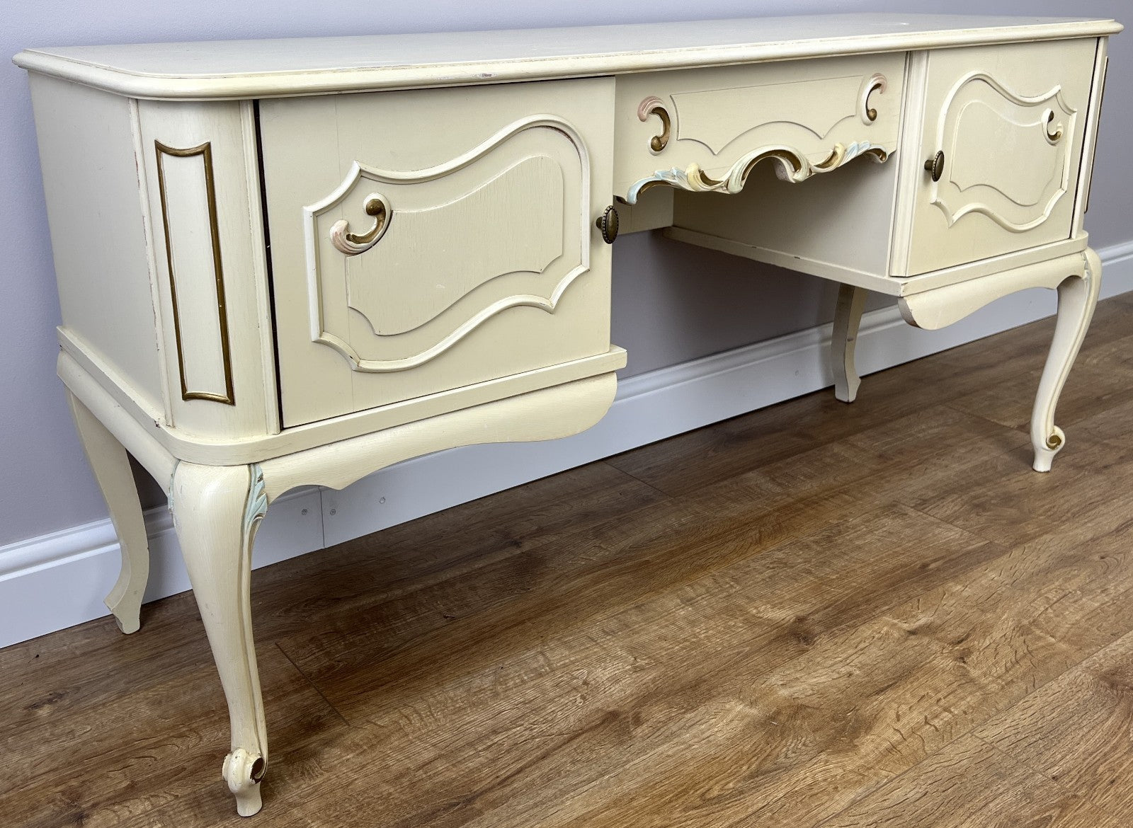 Sideboard Vintage French Shabby Chic Louis Style Carved Storage Cabinet LOT 48352
