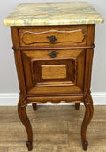 Pair of  Bedside Tables Antique French Louis Walnut Marble Top Cabinets LOT 48942