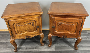 Pair of Bedside Tables Vintage French Louis Oak  Nightstands Cabinets LOT 44410