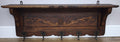 French Vintage Coat Rack Oak 5 Hooks Wall Shelf Carved Coat Hanger LOT 49991