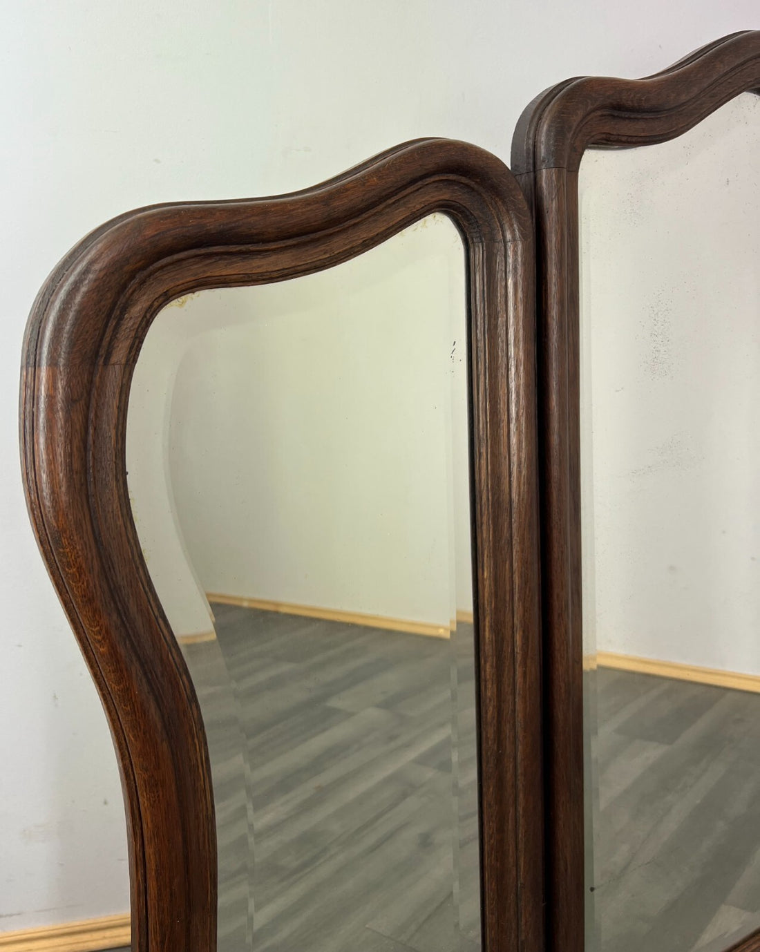 Mirror Antique French Triple Dressing Table Mirror Wood Carved Frame LOT 23150
