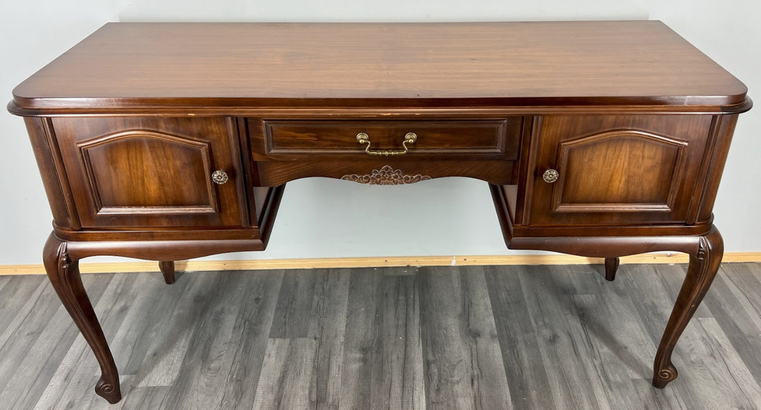 Cabinet Vintage French Louis Style Carved Desk with Storage Sideboard LOT 4054