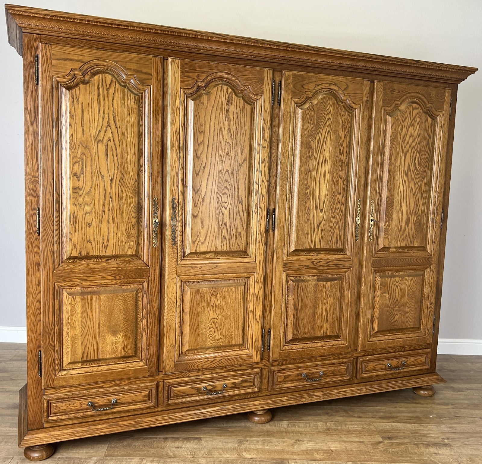 Wardrobe Vintage French Style Four Door Carved Armoire Cabinet LOT 61190