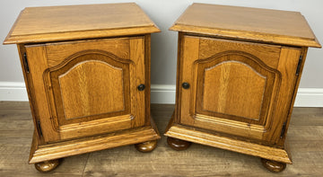 Pair of Bedside Tables Vintage French Style Nightstands Carved Cabinets LOT 62150
