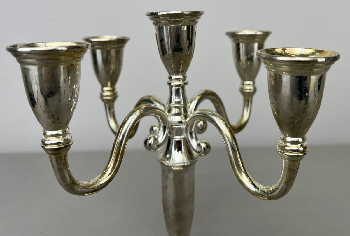 Pair of Candelabras Vintage French Style Metal Five Arm Candle Holders LOT 6485