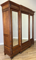 Wardrobe Antique French Style Oak Three Door Carved Mirrored Armoire LOT 62311