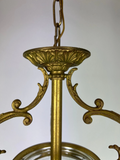 Ceiling Lamp Vintage Style Brass and Pressed Crystal Pendant Chandelier LOT 52538