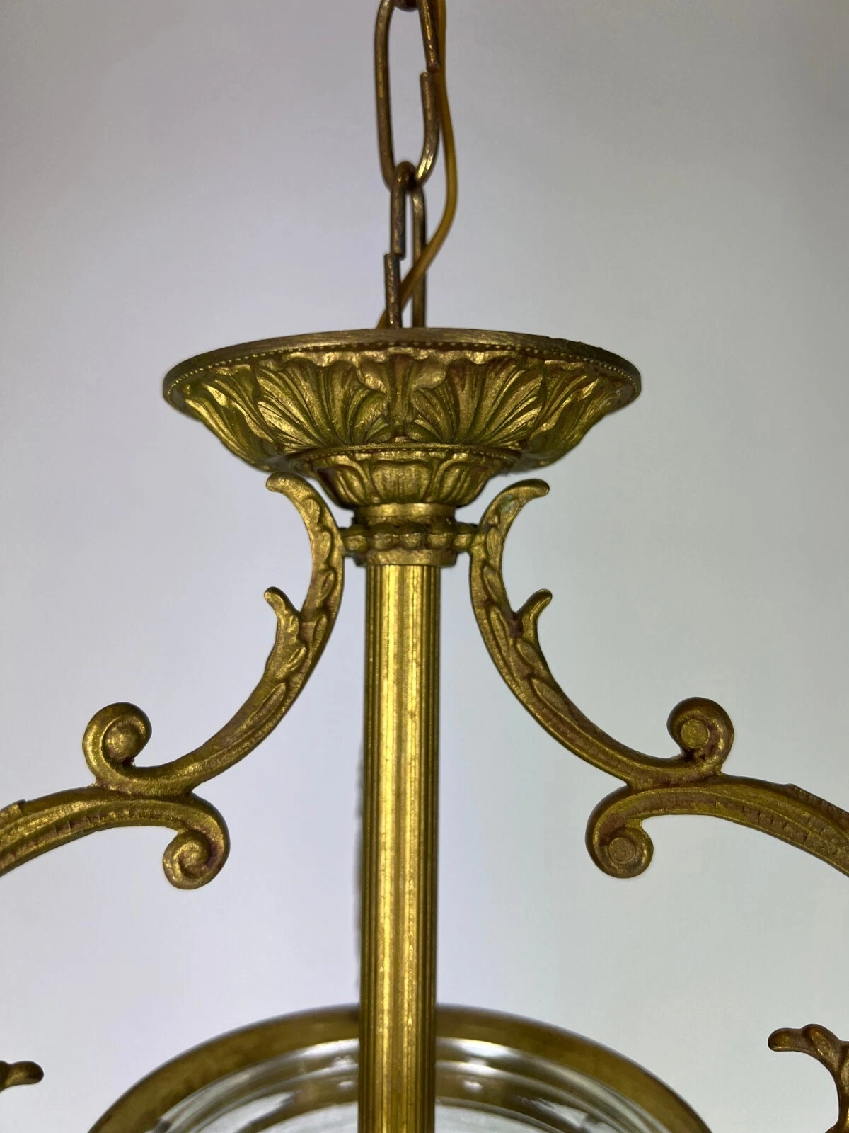 Ceiling Lamp Vintage Style Brass and Pressed Crystal Pendant Chandelier LOT 52538