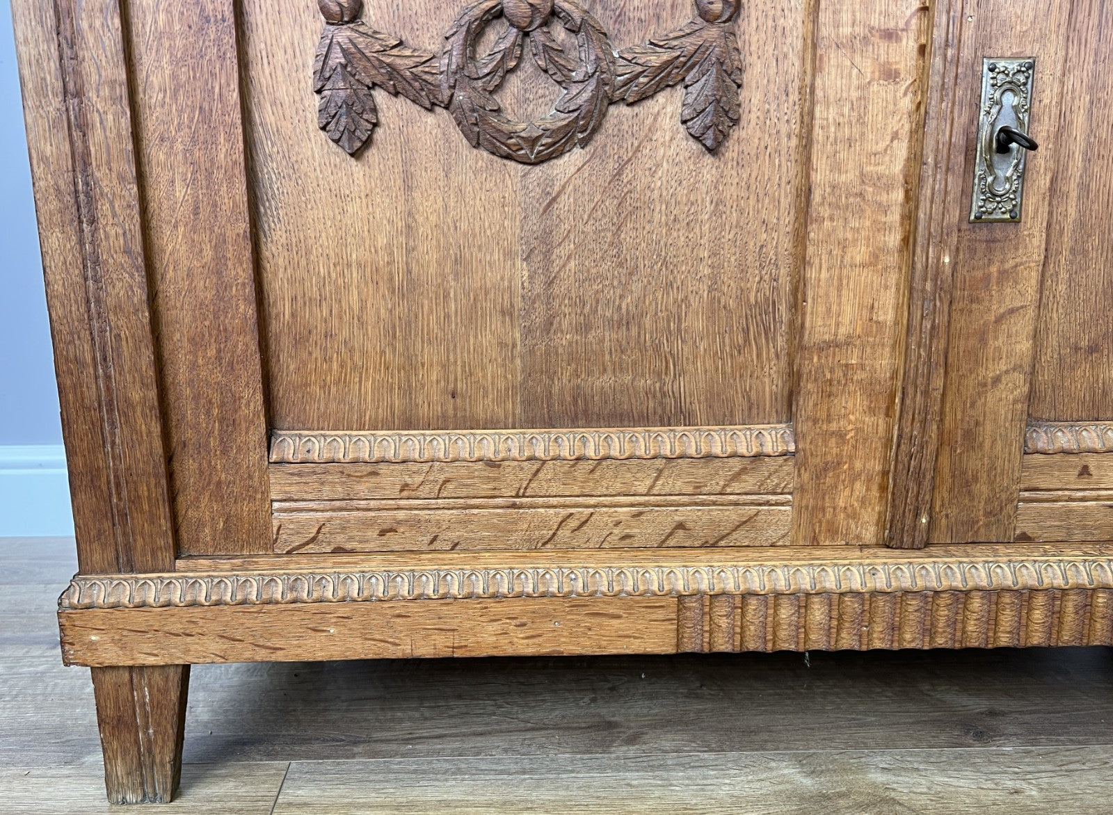 Cabinet Antique French Style Marble Top Oak Sideboard Carved Cupboard LOT 62847