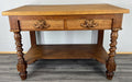 Cabinet Antique French Style Oak Carved Table with Two Drawers LOT 48004
