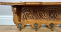 French Vintage Coat Rack Oak 5 Hooks Wall Shelf Carved Coat Hanger LOT 49616