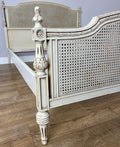 Bed Vintage French King Size Bed Frame Cane Panel Carved Headboard LOT 64106