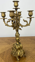 Candelabras Vintage French Brass Pair Ornate 5 Arm Candle Holders LOT 604410
