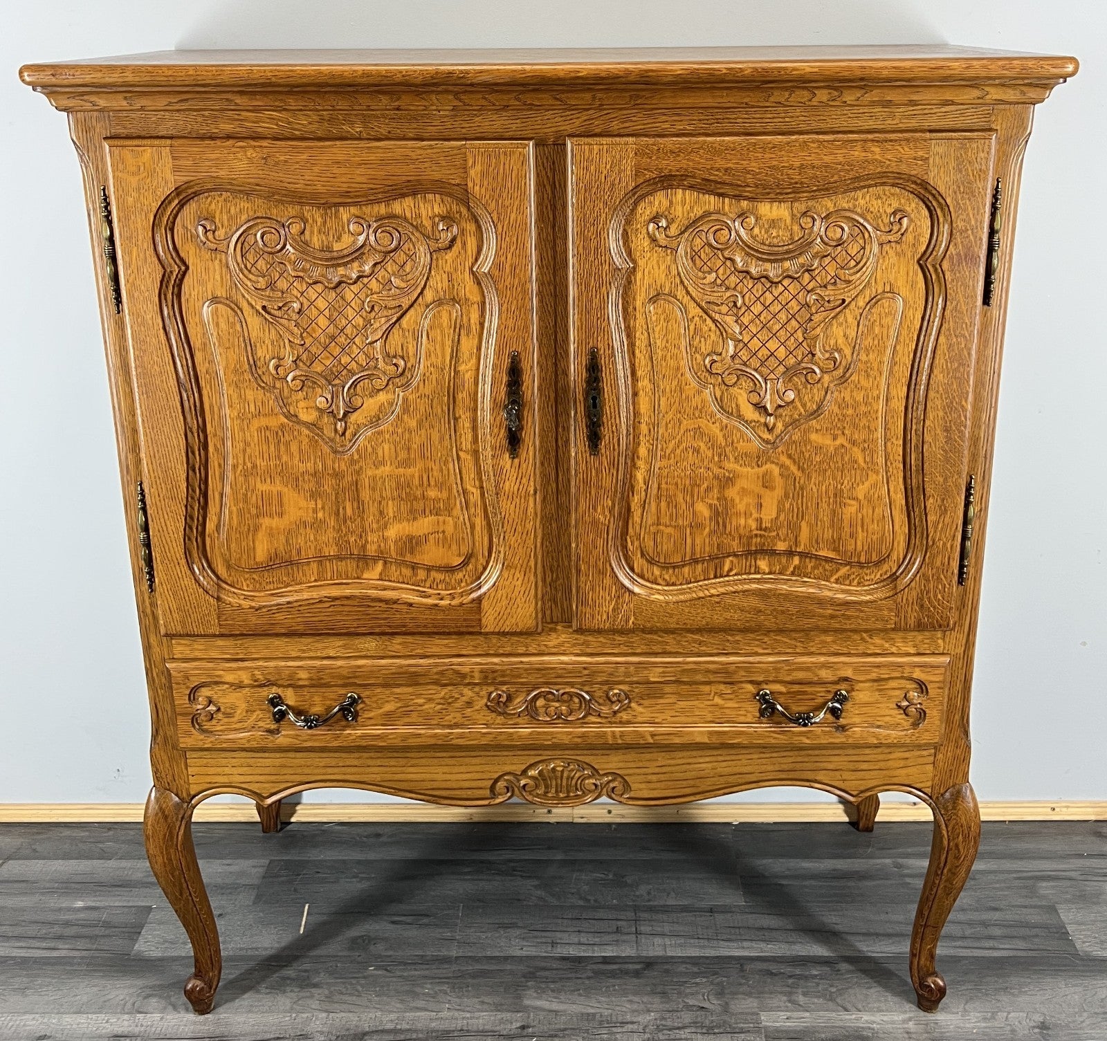 Cabinet Vintage French Louis XVI Oak Sideboard Carved Panels Cupboard LOT 43320