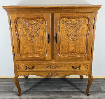 Cabinet Vintage French Louis XVI Oak Sideboard Carved Panels Cupboard LOT 43320