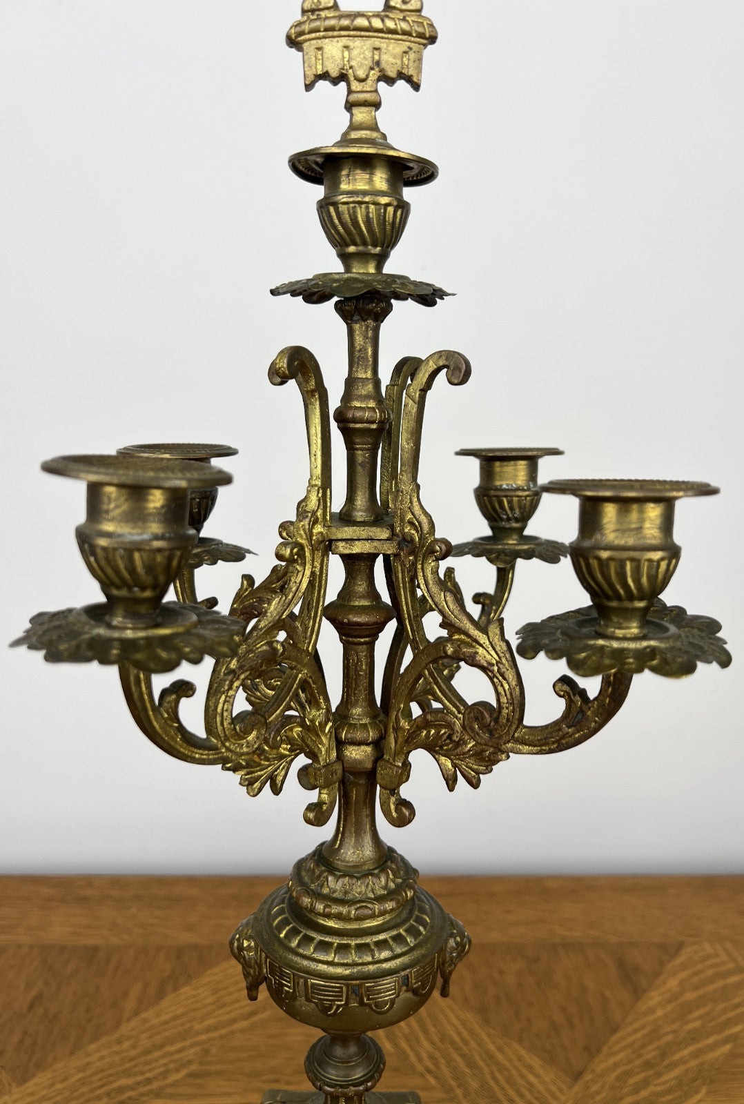 Pair of Candelabra Antique French Style Brass Five Arm Candle Holders LOT 60255