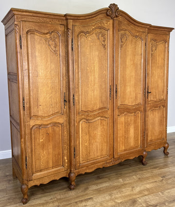 Wardrobe Vintage French Louis XVI Style Oak Four Door Carved Armoire LOT 60990