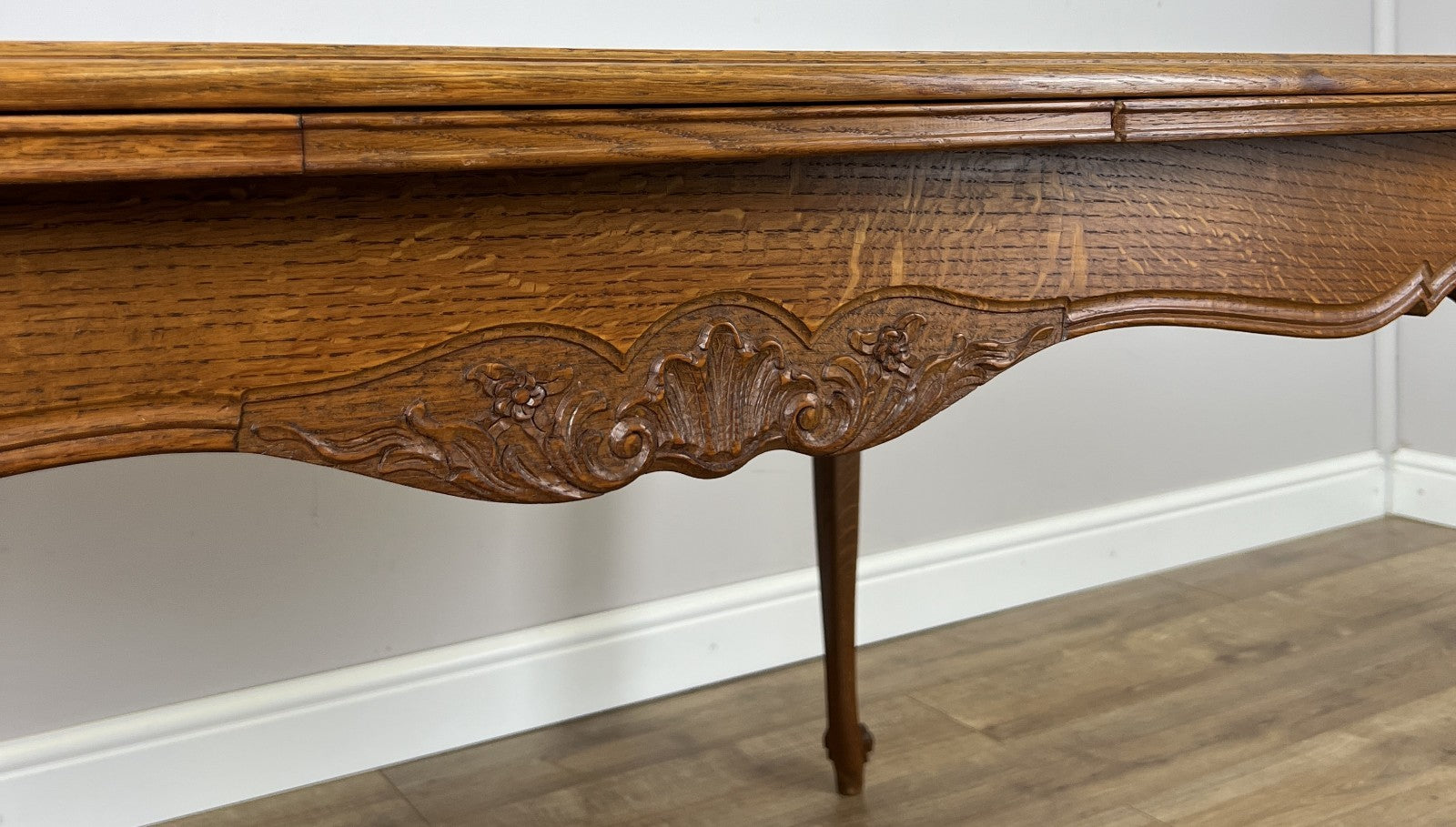 Dining Table Vintage French Louis XVI Carved Oak Extendable Table LOT 63579