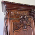 Wardrobe Antique French Style Walnut Two Door Carved Armoire LOT 6499