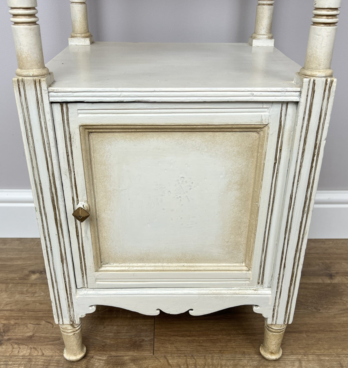 Bedside Table Antique French Style Marble Top Oak Cabinet Nightstand LOT 62247