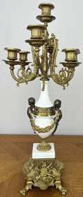Clock Antique Louis XV Brass Marble Garniture Set With Candelabras LOT 602617