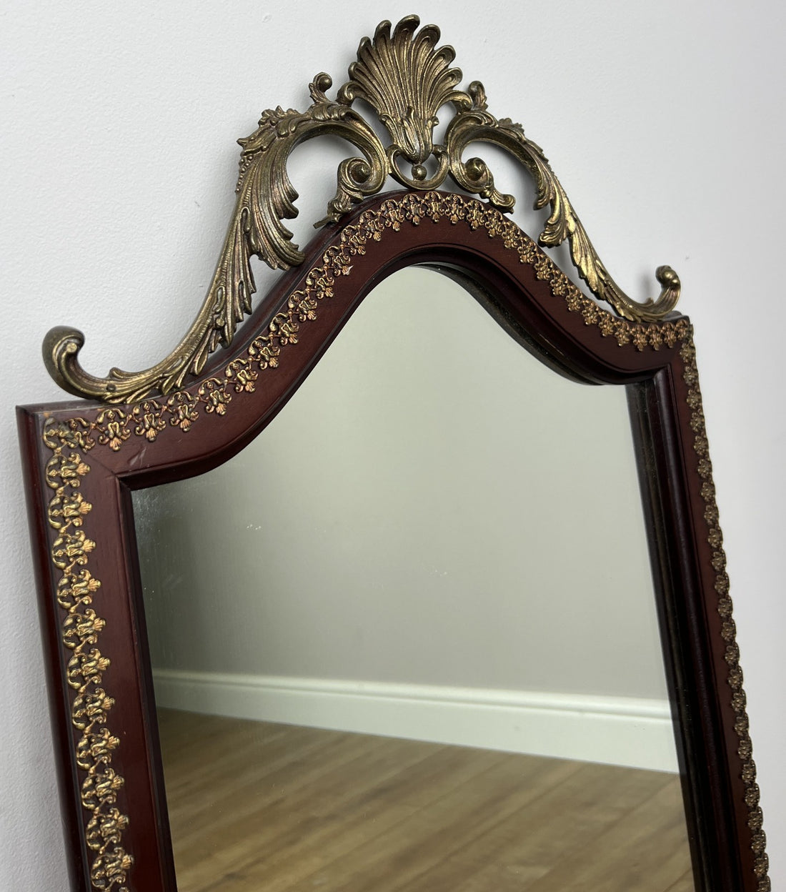 Mirror Vintage French Oak Brass Ornate Wall Mirror Decorative Frame LOT 60180