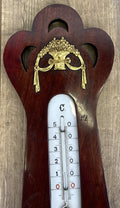 Barometer Vintage Brass Mahogany Wall Barometer Thermometer Hygrometer LOT 60862