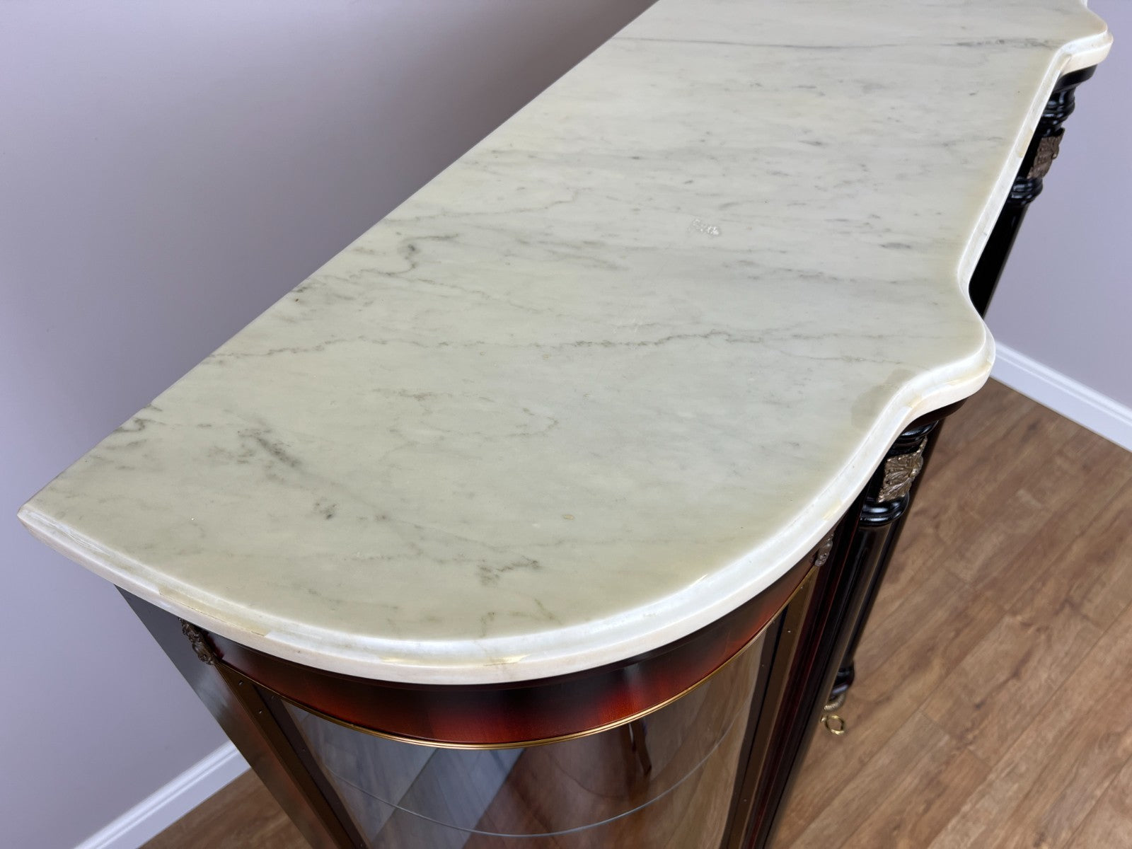 Cabinet Vintage French Style Empire Display Cabinet Marble Top Glass LOT 497714