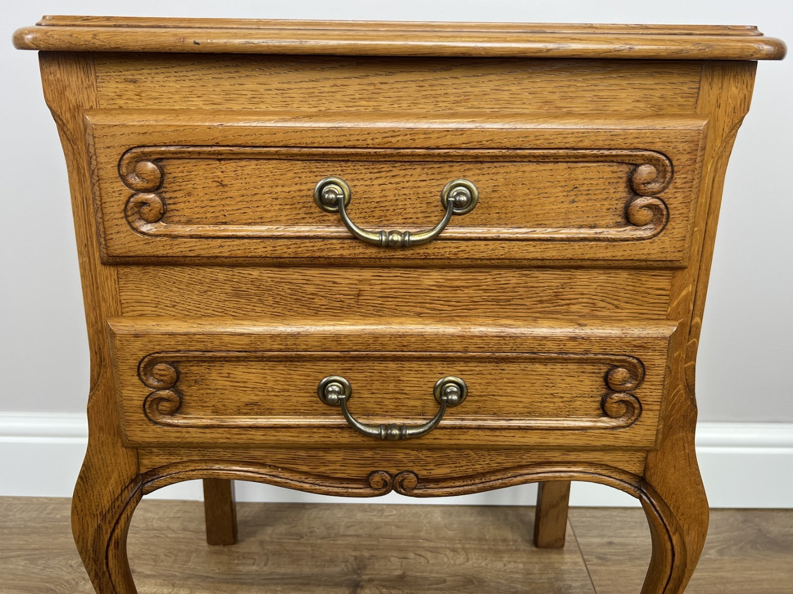 Pair of  Bedside Tables Vintage French Louis Oak Nightstands Cabinets LOT 48645