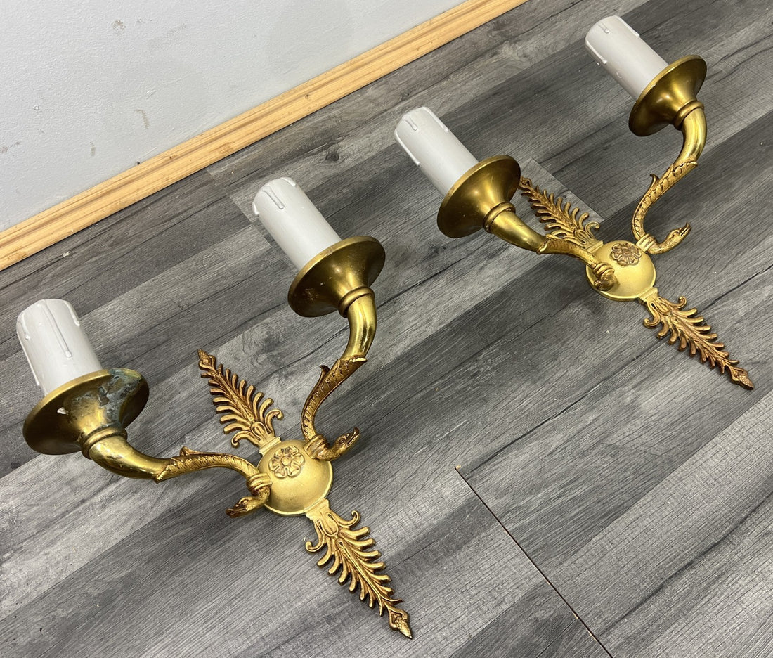 Pair of Wall Sconces Vintage French Style Ornate Decorative Lighting LOT 47710