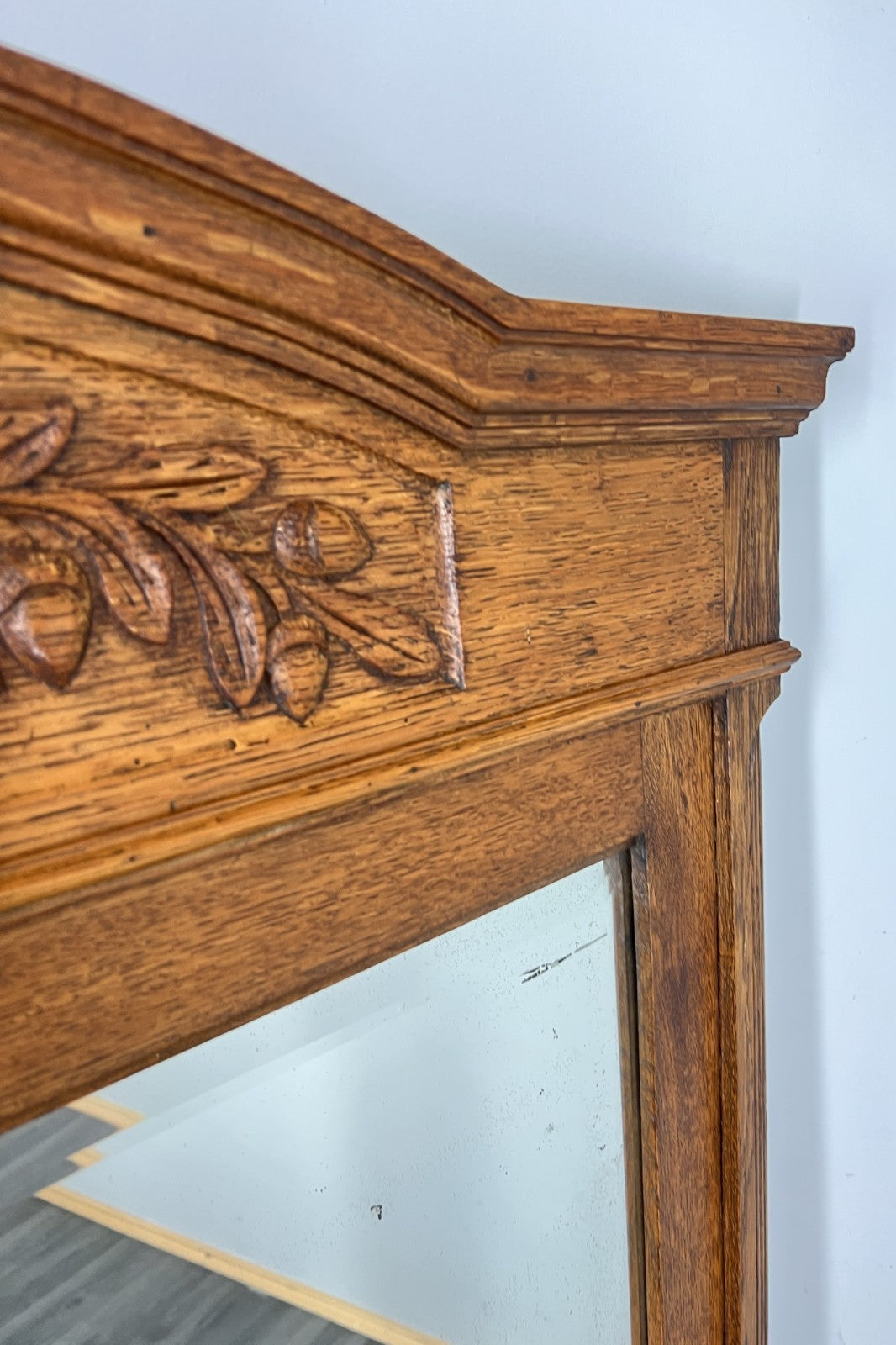 Antique French Style Carved Wall Mirror Oak Ornate Wall Frame LOT 45468