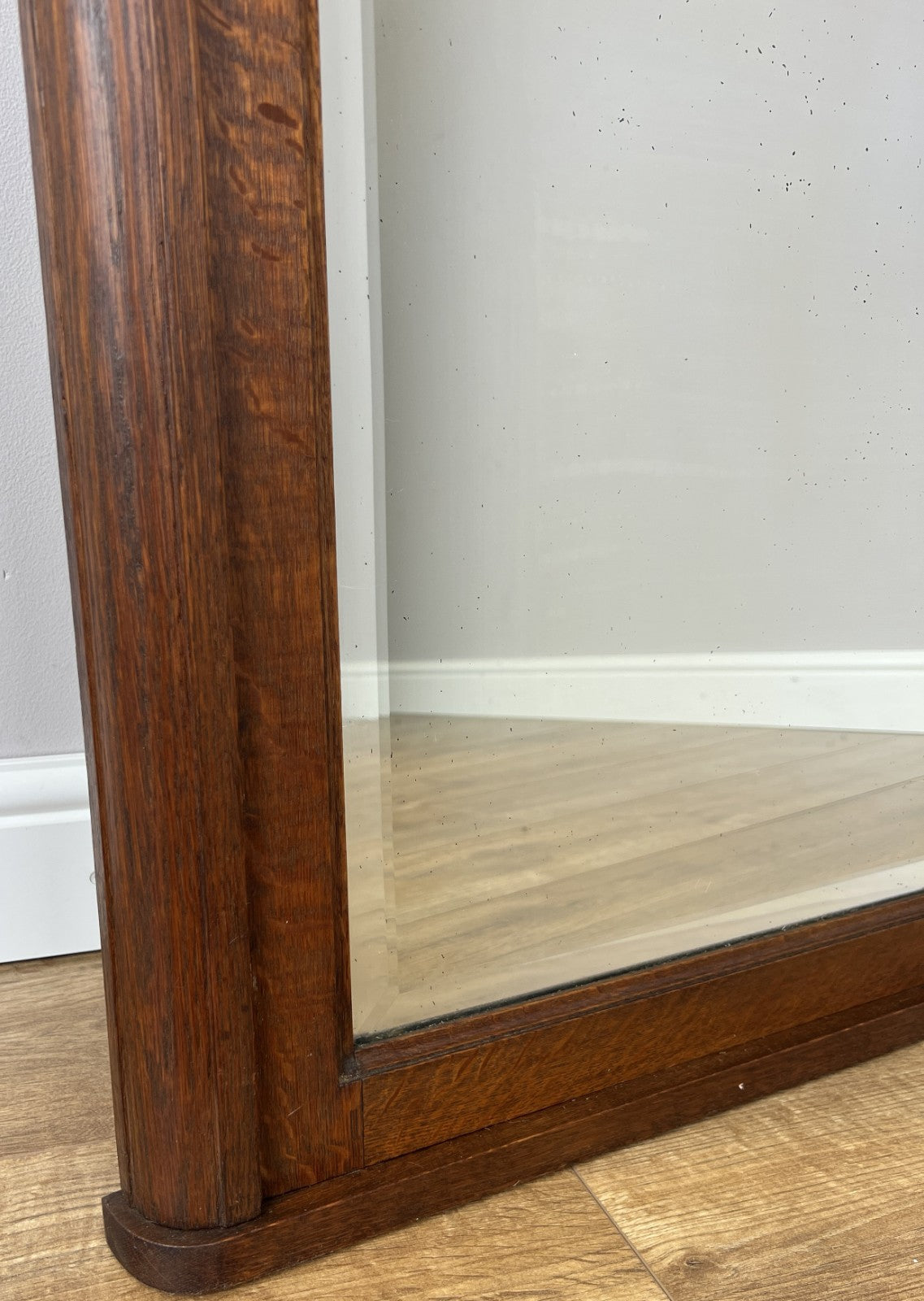 Mirror Antique French Style Oak Wall Mirror Carved Decorative Frame LOT 61413