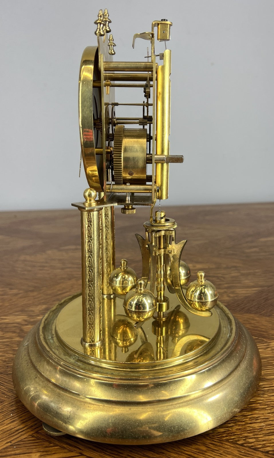 Clock Kern  Vintage Style Glass Dome Brass Anniversary Clock LOT 46769